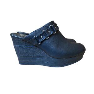 Sbicca Vintage Collection Black Biker Buckle Platform Clogs Sz 9